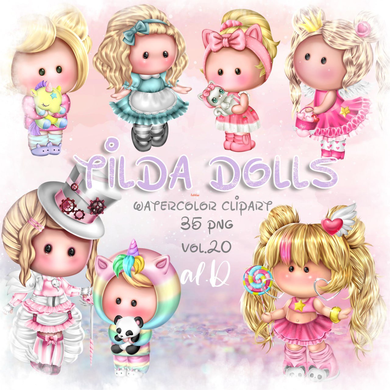 Cute Tilda Doll Clipart vol.20