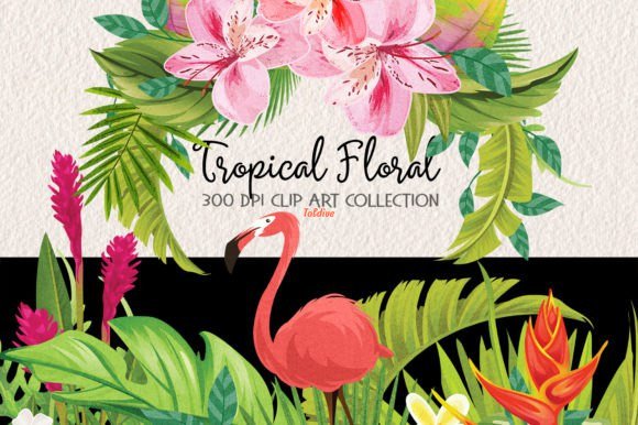 Tropical Floral Plants Frames Clipart