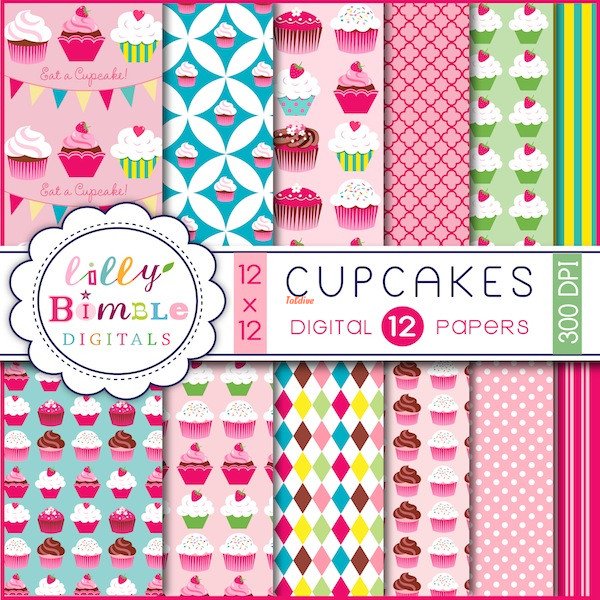 Cupcakes Digital Paper Pack