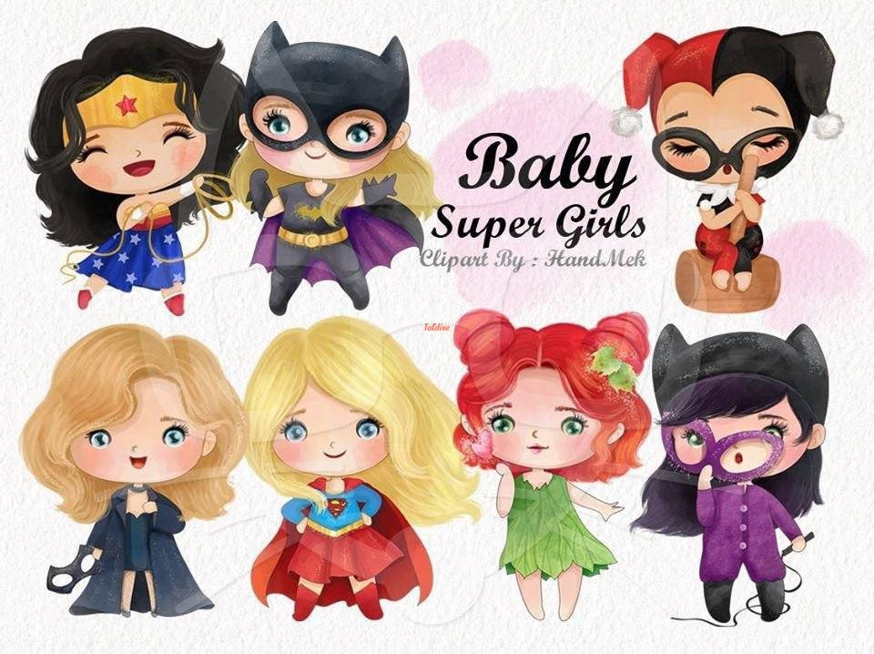 Baby Super Girls Watercolor Clipart