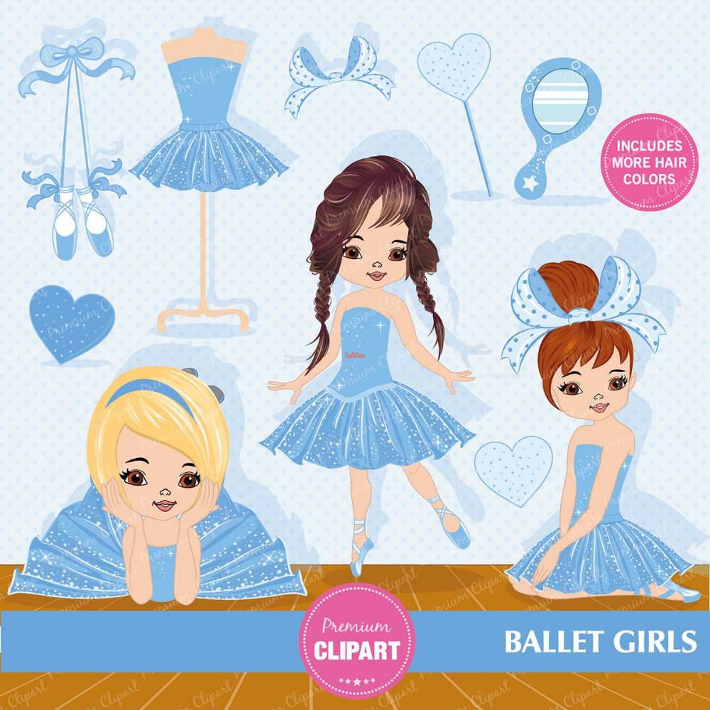 Ballet Girls Premiuns celeste Clipart Pack