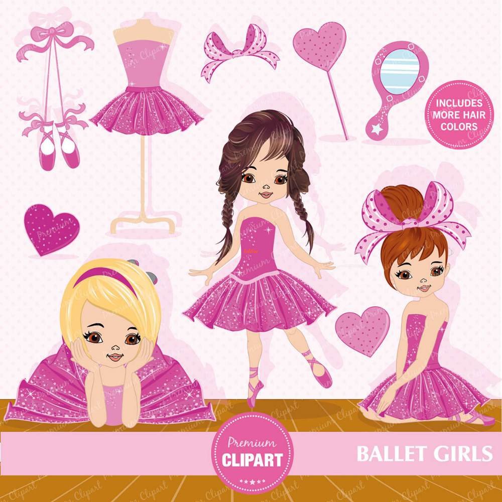 Ballet Girls Premiuns fucsia Clipart