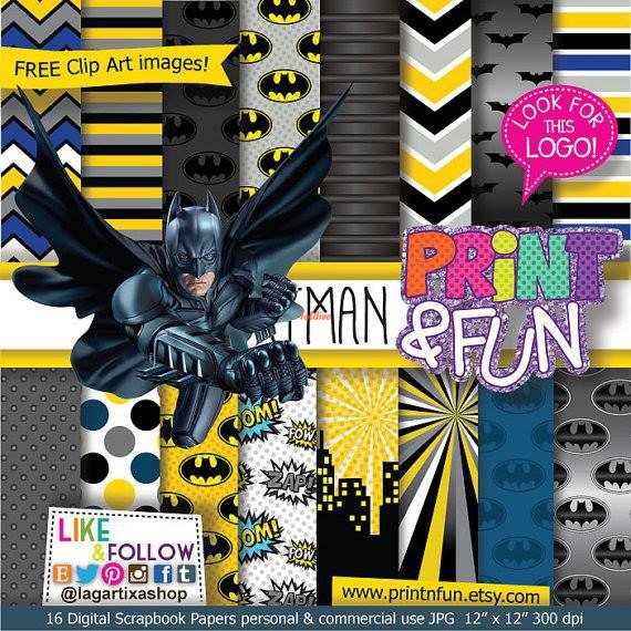 BATMAN Clipart and Printable Papers Pack