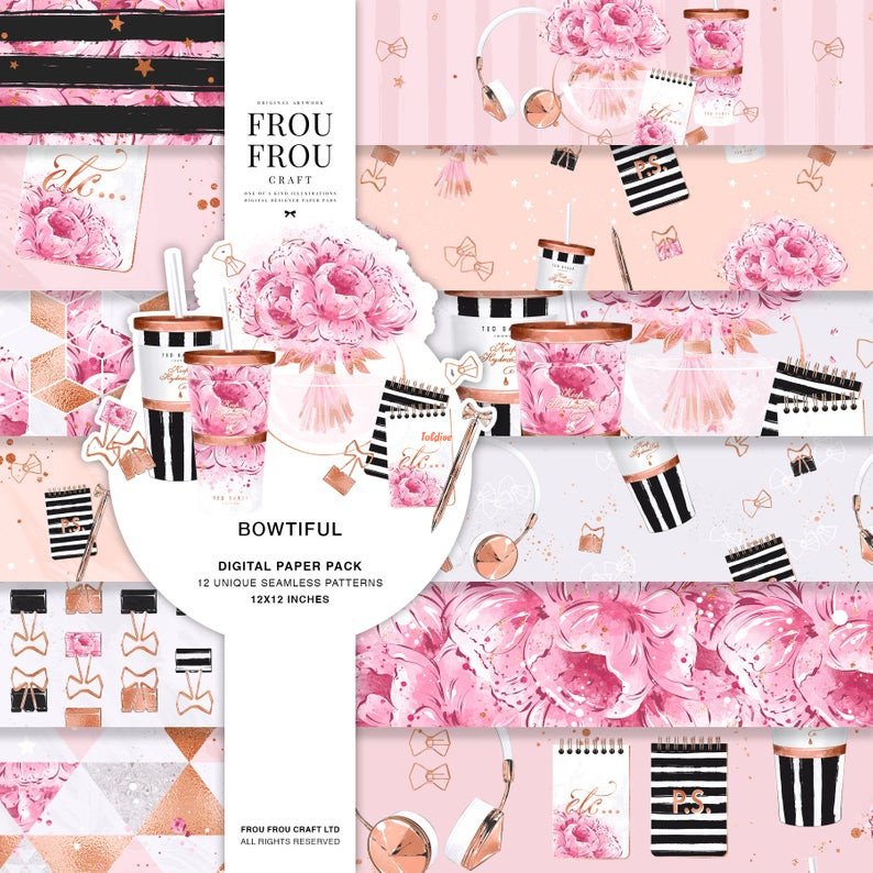 Bowtiful Digital Printable Papers Craft