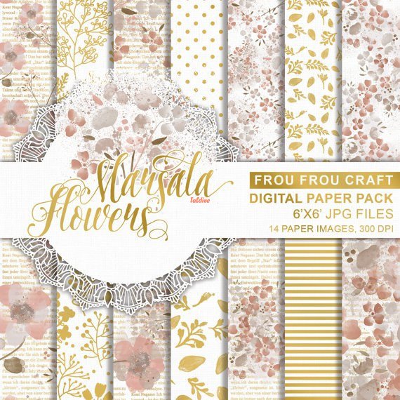 MARSALA FLOWERS PRINTAPLE PAPERS PACK