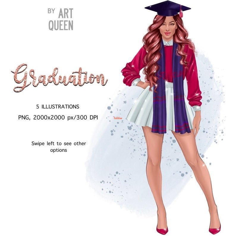 Graduation Girl Watercolor Clipart