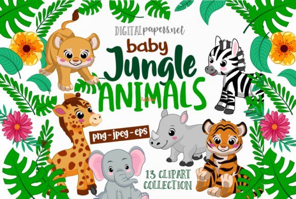 Jungle Babies Watercolor Clipart