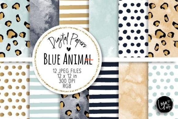 Loya Arts - Blue animal digital papers set