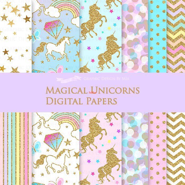 Magical unicorns printable papers