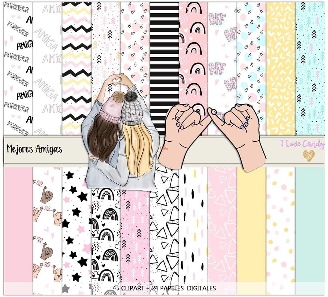 Best friends Printable Digital Papers