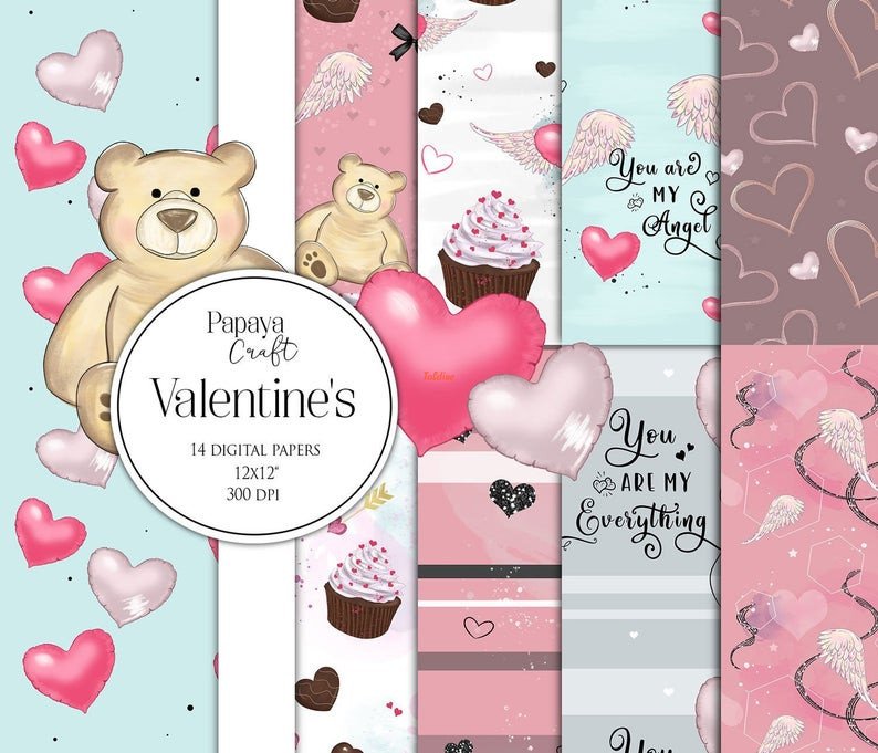 Craft  Valentines Day Digital Paper Pack