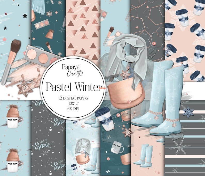 Craft pastel winter Digital Paper Pack