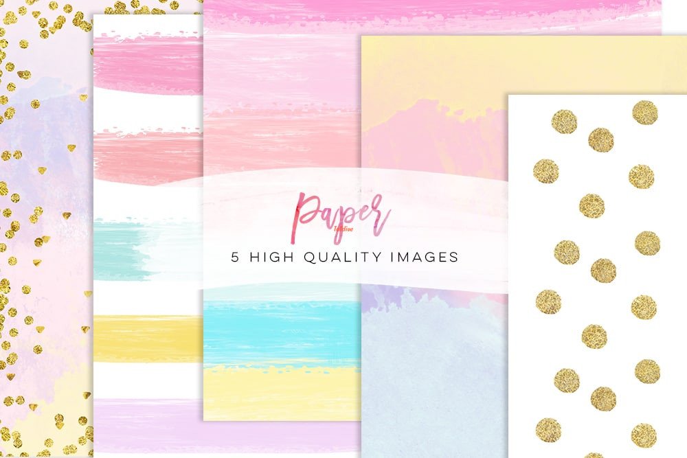 Pastel gold rainbow Papers