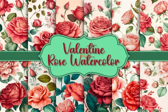 Valentine Roses Watercolor Sublimation