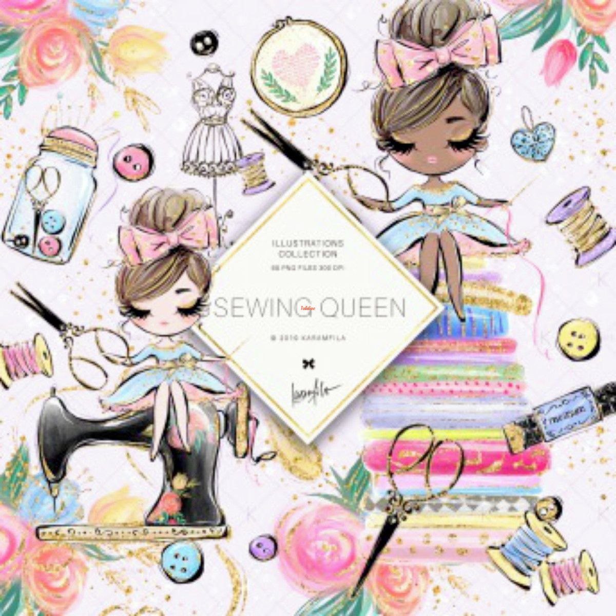 Sewing Queen Watercolor Clipart