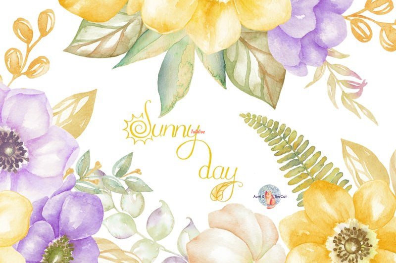 Sunny Day Floral Watercolor Clipart