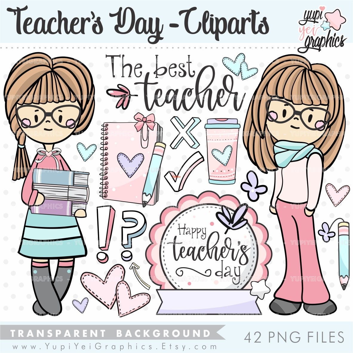 Teachers Day Watercolor Clipart Illustration