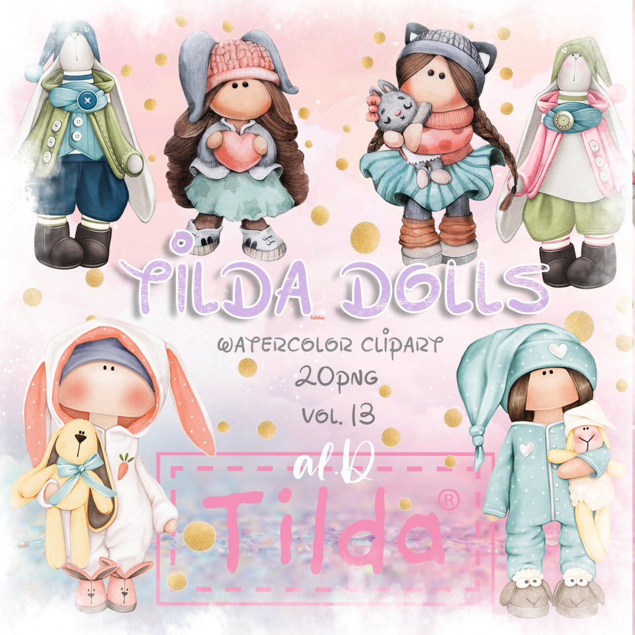 Cute Tilda Doll Clipart vol.13