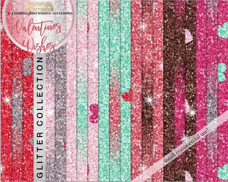 Valentines wishes glitter Digital Papers