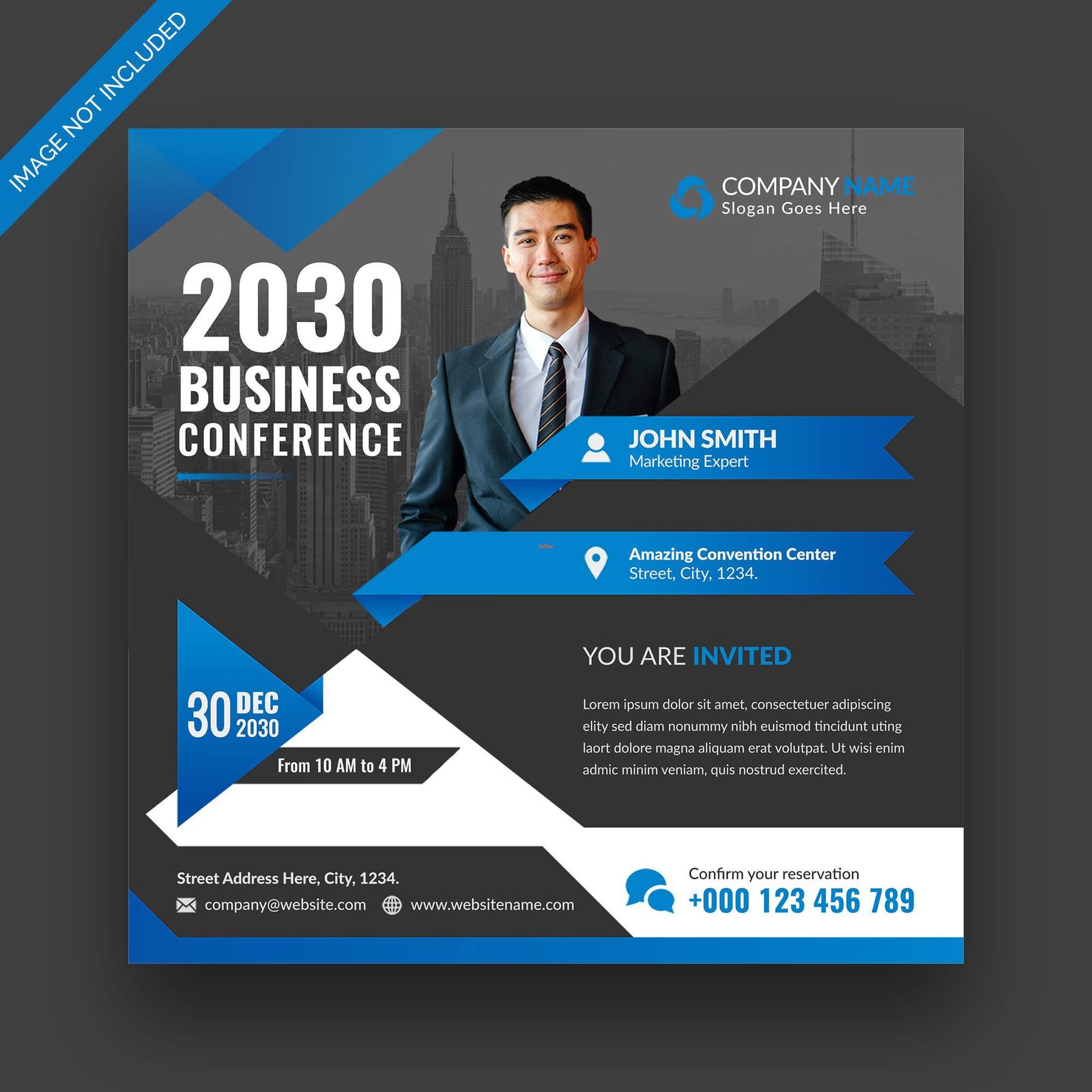 Corporate business conference square flyer template