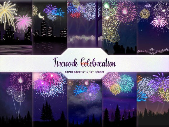 Firework Celebration Digital Paper Pack