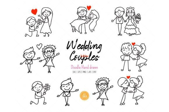 Hand drawn doodle wedding couple Illustration