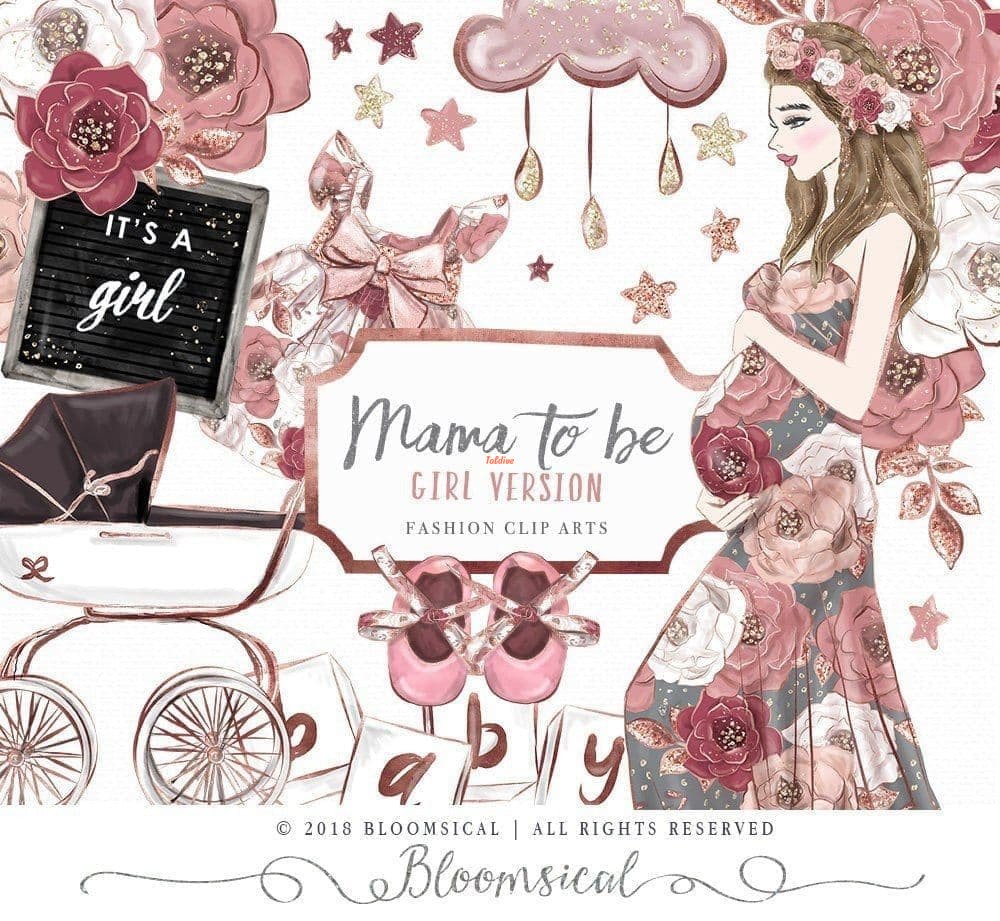 Mama To Be Girl watercolor clipart