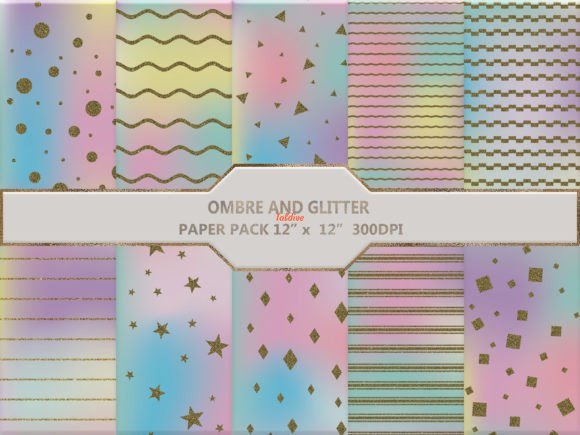 Ombre And Glitter Digital Paper