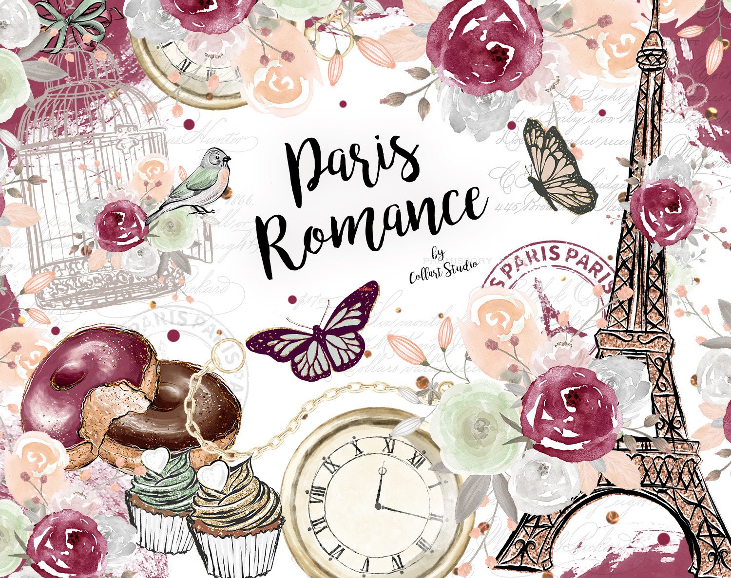 Paris Romance Watercolor Sublimartion art