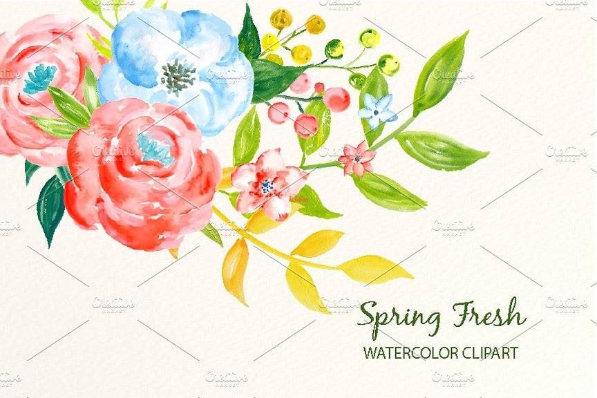 Spring Fresh Watercolor Clipart