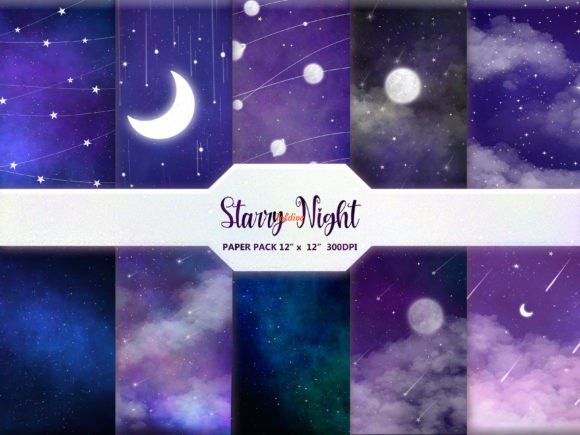 Starry Night Background Digital Paper