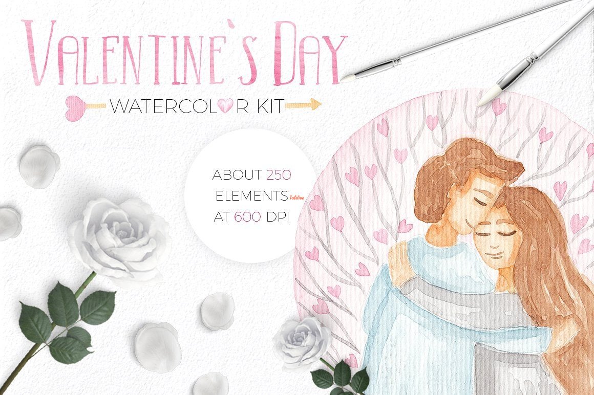 Valentines Day Romance Watercolor Kit