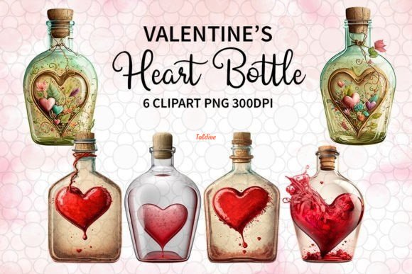 Valentines Heart Bottle Clipart