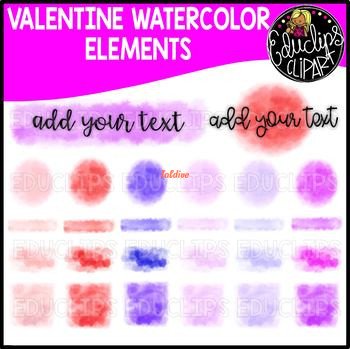 Valentine Watercolor Elements ClipArt Set