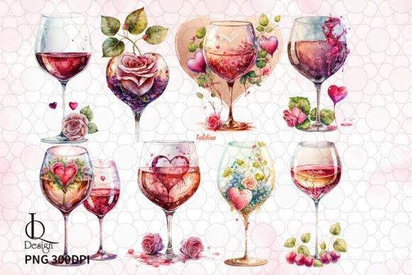 Wine Glass Valentines Day Clipart