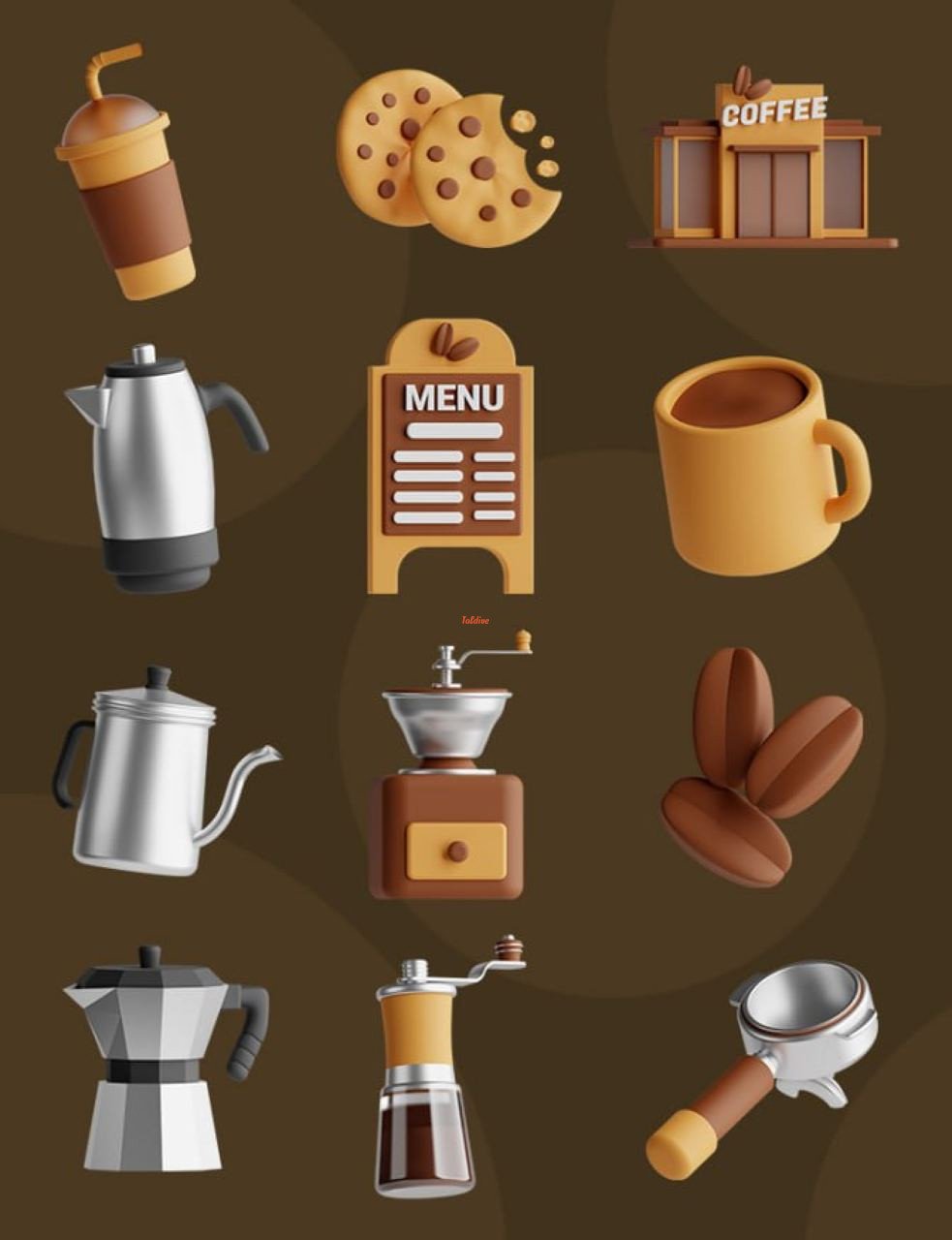 3D Coffee Icons Illustration Set